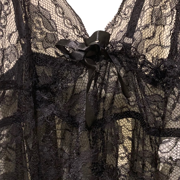 Sexy black mesh soft lace Slits bridal wedding babydoll chemises nightgown - Picture 8 of 12